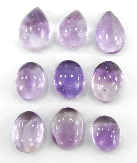 60.20 Ct Natural Amethyst Loose Gemstone 12-15 mm Cabochon Stone 9 Pcs Lot- 1093