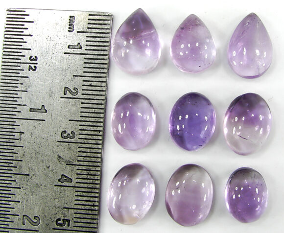 60.20 Ct Natural Amethyst Loose Gemstone 12-15 mm Cabochon Stone 9 Pcs Lot- 1093 - Image 2