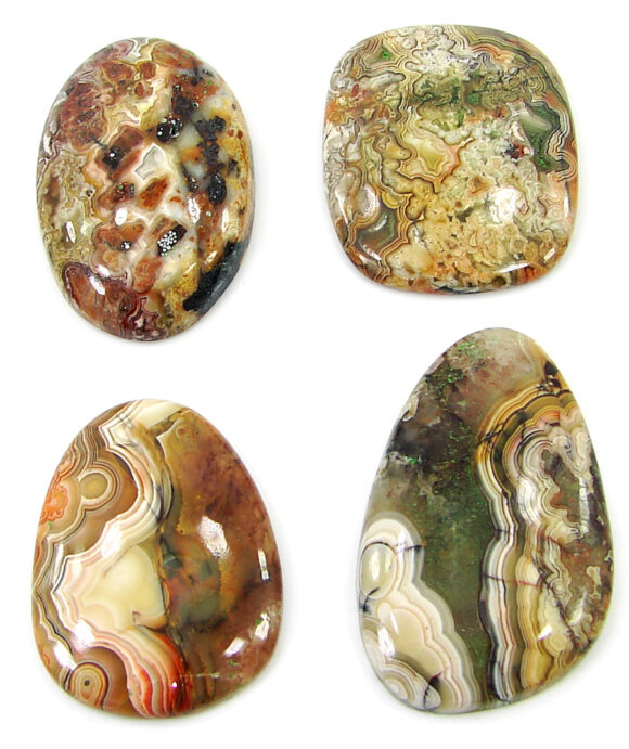 184.20 Ct Natural Crazy Lace Agate Loose Gem 33-41 mm Cabochon 4 Pcs Stone Lot- 20826