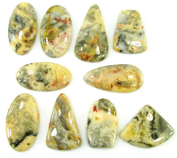 416.00 Ct Natural Crazy Lace Agate Loose Gem 30-44 mm Cab 10 Pcs Stone Lot - 21048