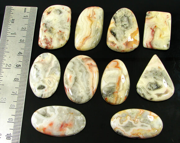 372.50 Ct Natural Crazy Lace Agate Loose Gem 31-38 mm Cab 10 Pcs Stone Lot - 21050 - Image 2