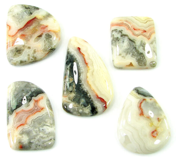 179.75 Ct Natural Crazy Lace Agate Loose Gem 25-37 mm Cab 5 Pcs Stone Lot - 21060