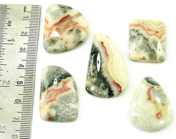 179.75 Ct Natural Crazy Lace Agate Loose Gem 25-37 mm Cab 5 Pcs Stone Lot - 21060 - Image 2