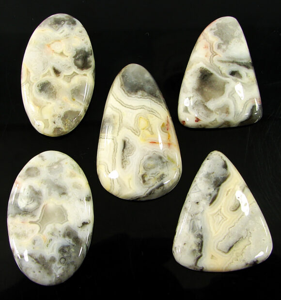 189.25 Ct Natural Crazy Lace Agate Loose Gem 33-39 mm Cab 5 Pcs Stone Lot - 21064