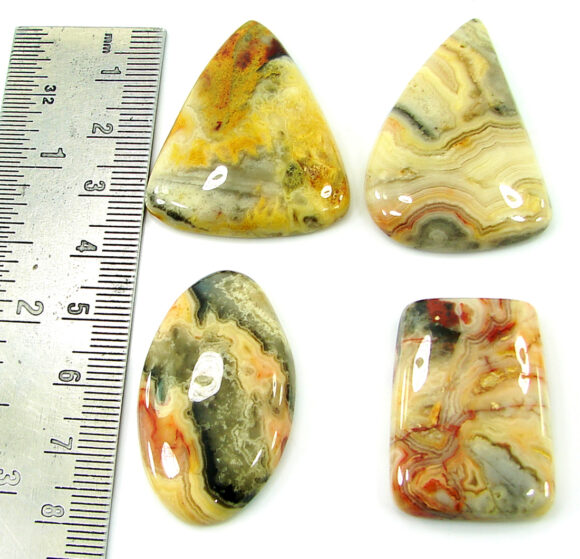 184.45 Ct Natural Crazy Lace Agate Loose Gem 31-38 mm Cab 4 Pcs Stone Lot - 21082 - Image 2