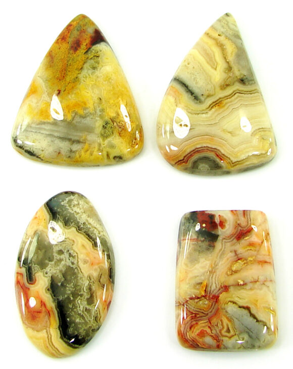 184.45 Ct Natural Crazy Lace Agate Loose Gem 31-38 mm Cab 4 Pcs Stone Lot - 21082