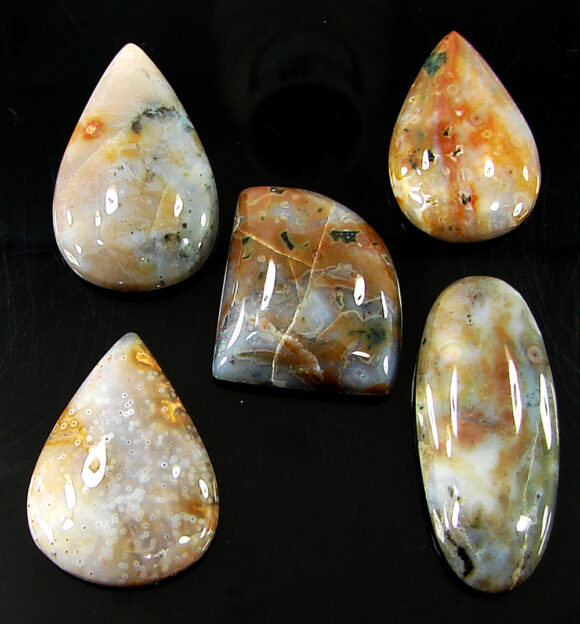 99.35 Ct Natural Ocean Jasper Gemstone 21-32 mm Cabochon 5 Pcs Stone Lot - 21447