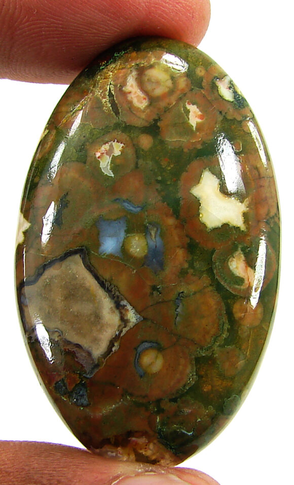 65.15 Ct Natural Rainforest Jasper Rhyolite Gemstone Cabochon Wire Wrap - 21620