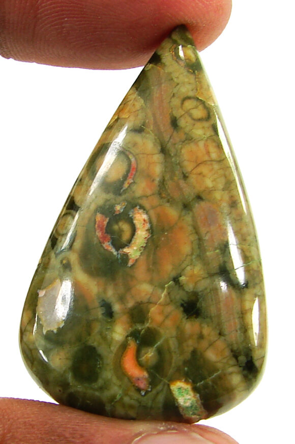 50.65 Ct Natural Rainforest Jasper Rhyolite Gemstone Cabochon Wire Wrap - 21624