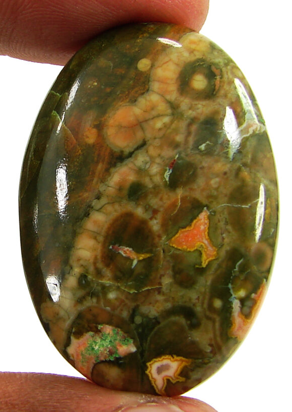 61.15 Ct Natural Rainforest Jasper Rhyolite Gemstone Cabochon Wire Wrap - 21626