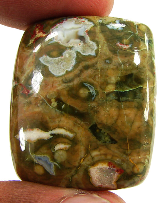 59.00 Ct Natural Rainforest Jasper Rhyolite Gemstone Cabochon Wire Wrap - 21628