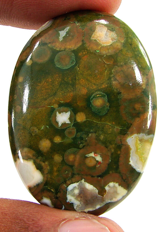 52.25 Ct Natural Rainforest Jasper Rhyolite Gemstone Cabochon Wire Wrap - 21630