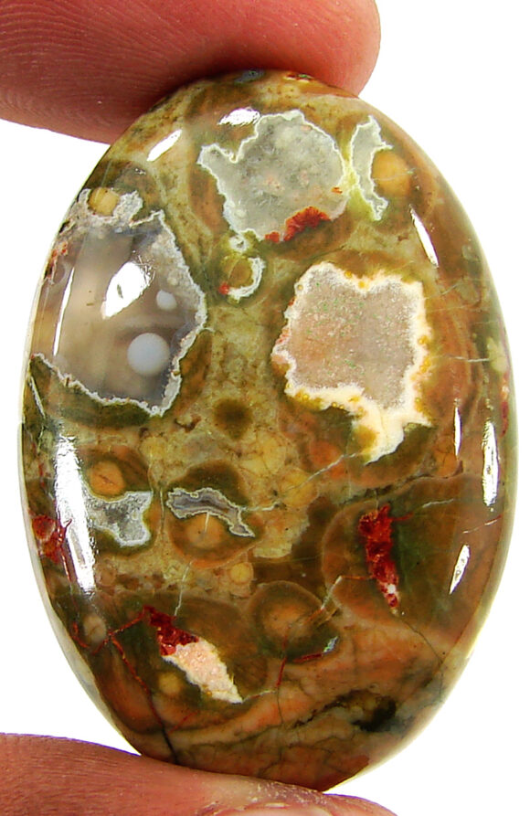 53.75 Ct Natural Rainforest Jasper Rhyolite Gemstone Cabochon Wire Wrap - 21632