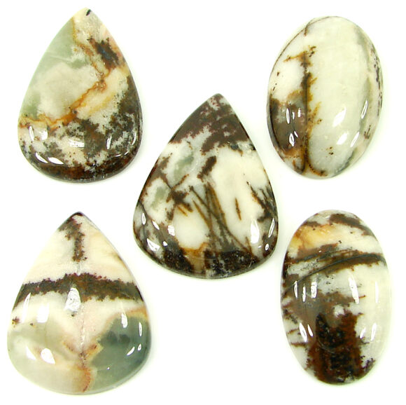 150.20 Ct Natural Coco Jasper Loose Gemstone 30-33 mm Cabochon 5 Pcs Lot - 21901