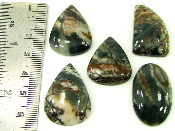 136.80 Ct Natural Coco Jasper Loose Gemstone 25-31 mm Cabochon 5 Pcs Lot - 21903 - Image 2