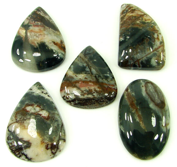 136.80 Ct Natural Coco Jasper Loose Gemstone 25-31 mm Cabochon 5 Pcs Lot - 21903