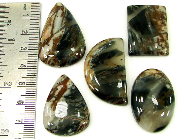 199.60 Ct Natural Coco Jasper Loose Gemstone 30-39 mm Cabochon 5 Pcs Lot - 21922 - Image 2