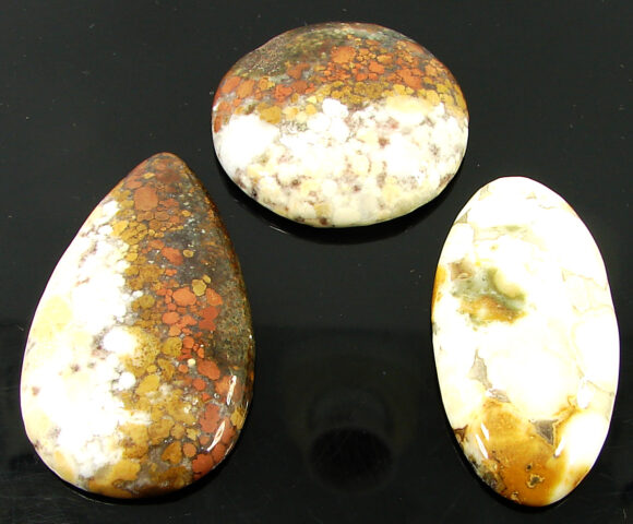 206.35 Ct Natural Polka Dot Jasper Loose Gemstone 34-49 mm Cabochon 3 Pcs Lot - 22067