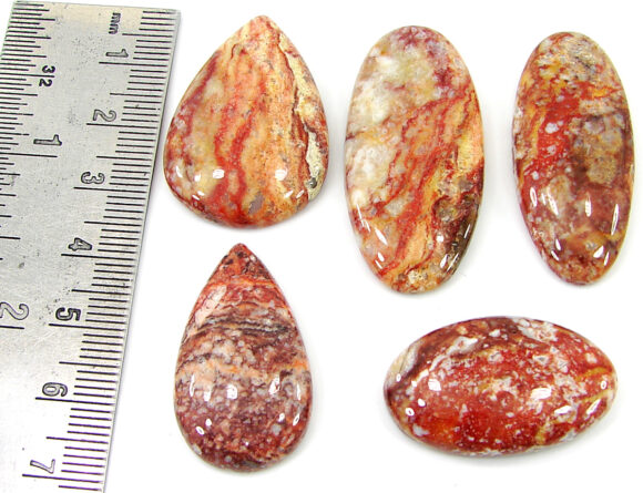 151.85 Ct Natural Rainbow Jasper 29-41 mm Gemstone Cab 5 Pcs Stone Lot - 22099 - Image 2