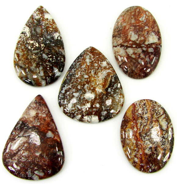 304.00 Ct Natural Rainbow Jasper 38-48 mm Gemstone Cabochon 5 Pcs Stone Lot - 22102