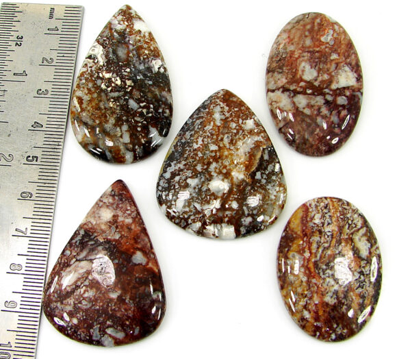 304.00 Ct Natural Rainbow Jasper 38-48 mm Gemstone Cabochon 5 Pcs Stone Lot - 22102 - Image 2