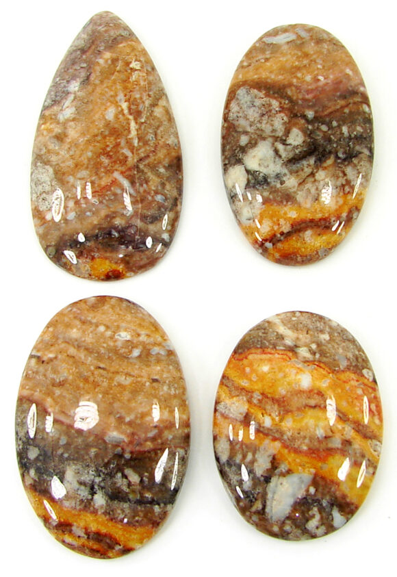 204.50 Ct Natural Rainbow Jasper 34-46 mm Gemstone Cabochon 4 Pcs Stone Lot - 22104