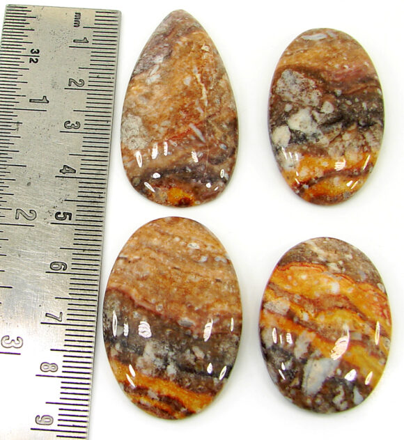 204.50 Ct Natural Rainbow Jasper 34-46 mm Gemstone Cabochon 4 Pcs Stone Lot - 22104 - Image 2