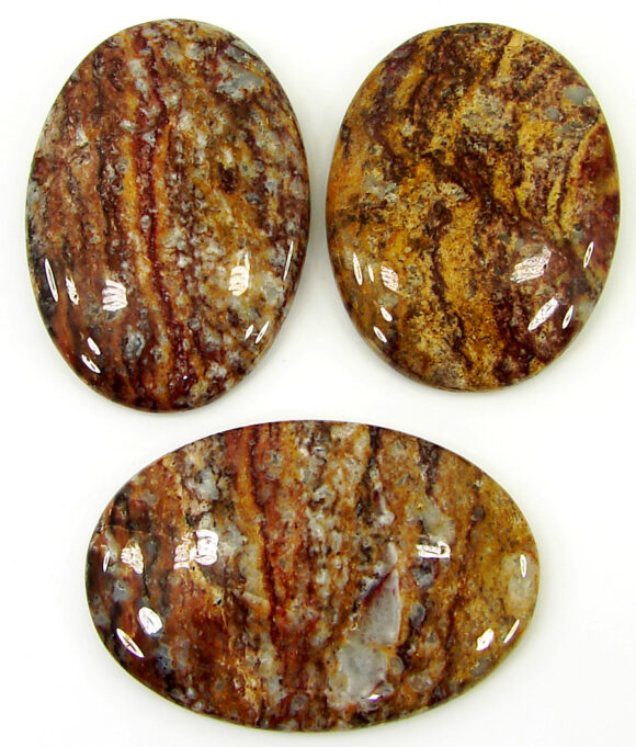 176.35 Ct Natural Rainbow Jasper 38-43 mm Gemstone Cabochon 3 Pcs Stone Lot - 22108