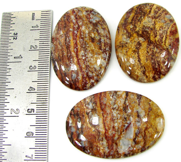 176.35 Ct Natural Rainbow Jasper 38-43 mm Gemstone Cabochon 3 Pcs Stone Lot - 22108 - Image 2