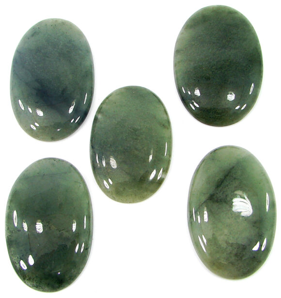 243.80 Ct Natural Star Moss Agate Loose Gemstone 37-42 mm Cab 5 Pcs Lot - 22193