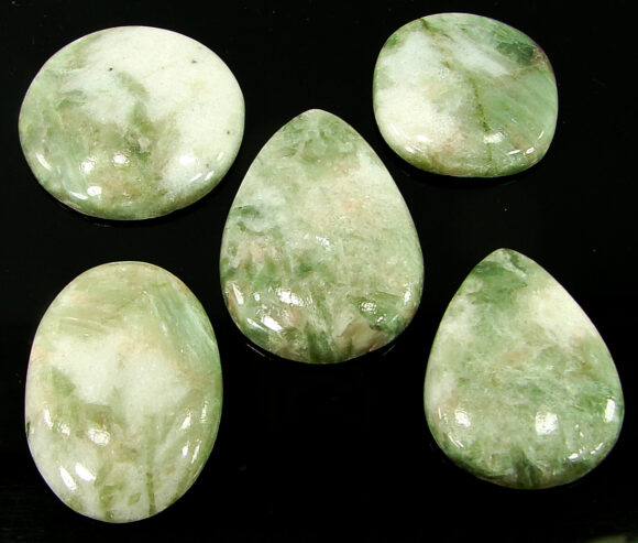 166.25 Ct Natural Seraphinite Loose Gemstone 23-34 mm Cabochon 5 Pcs Lot - 22345