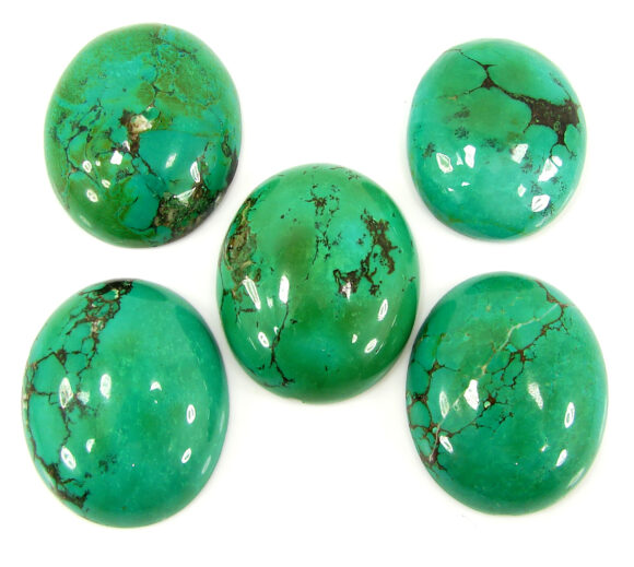 247.75 Ct Natural Tibet Turquoise Loose Gemstone Cabochon 5 Pcs Stone Lot - 17763