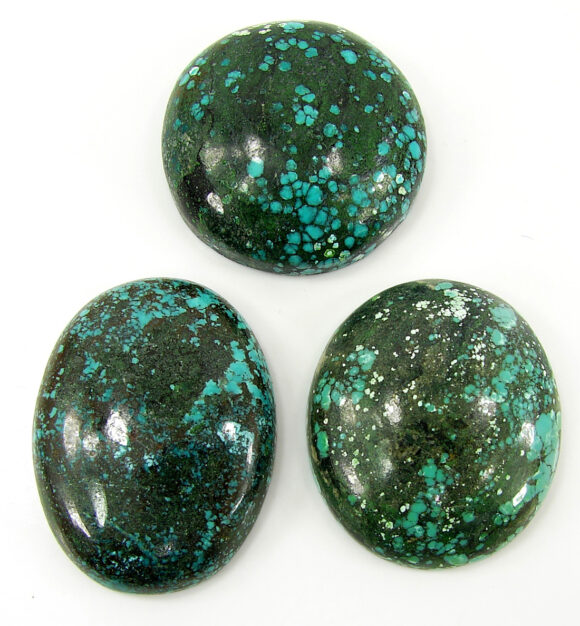 191.55 Ct Natural Tibet Turquoise Loose Gemstone Cabochon 3 Pcs Stone Lot - 17799