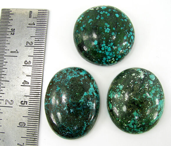 191.55 Ct Natural Tibet Turquoise Loose Gemstone Cabochon 3 Pcs Stone Lot - 17799 - Image 2