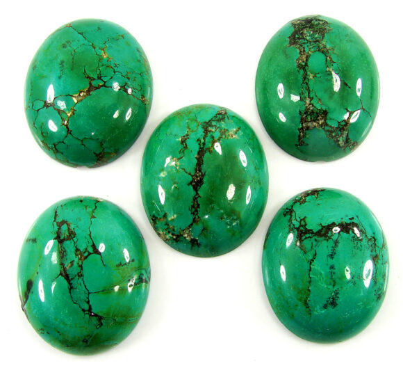 247.90 Ct Natural Tibet Turquoise Loose Gemstone Cabochon 5 Pcs Stone Lot - 19919