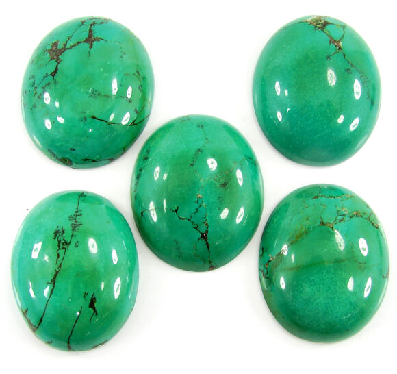 248.70 Ct Natural Tibet Turquoise Loose Gemstone Cabochon 5 Pcs Stone Lot - 19923