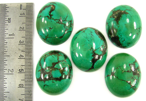 240.00 Ct Natural Tibet Turquoise Loose Gemstone Cabochon 5 Pcs Stone Lot - 19979 - Image 2