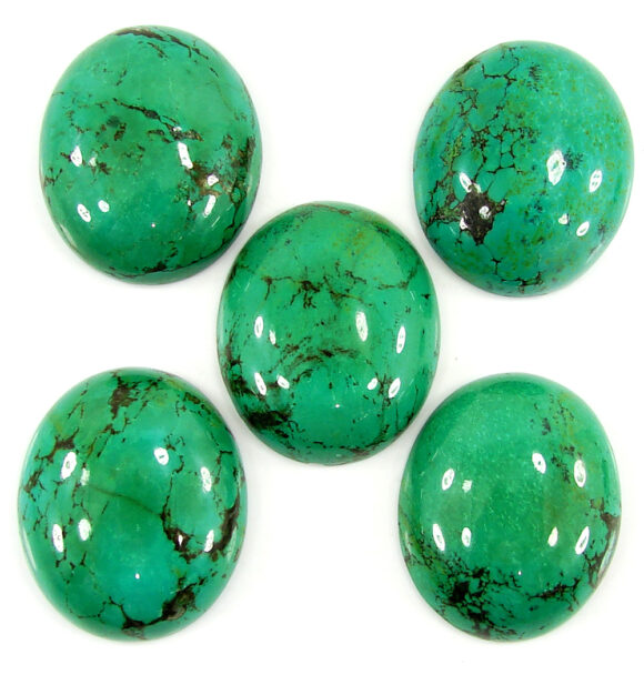 271.40 Ct Natural Tibet Turquoise Loose Gemstone Cabochon 5 Pcs Stone Lot - 19981