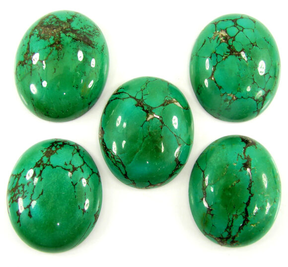 256.25 Ct Natural Tibet Turquoise Loose Gemstone Cabochon 5 Pcs Stone Lot - 19982