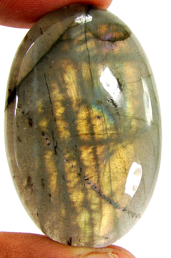 87.35 Ct Natural Gray Labradorite Loose Gemstone Cabochon Wire Wrap Stone - 22579