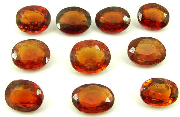 49.30 Ct Natural Hessonite Garnet Loose Gemstone Oval Cut 10 Pcs Stone Lot - 22745