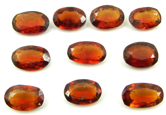 52.25 Ct Natural Hessonite Garnet Loose Gemstone Oval Cut 10 Pcs Stone Lot - 22746