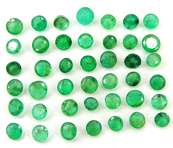 10.50 Ct Natural Green Emerald Gemstone Stone Round Cut 42 Pcs Stone Lot - 22801