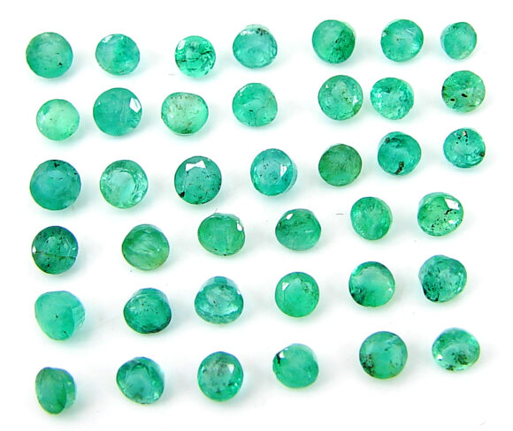 6.30 Ct Natural Green Emerald Gemstone Stone Round Cut 39 Pcs Stone Lot - 22805