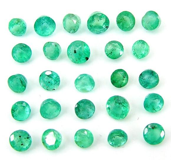 5.05 Ct Natural Green Emerald Gemstone Stone Round Cut 26 Pcs Stone Lot - 22807