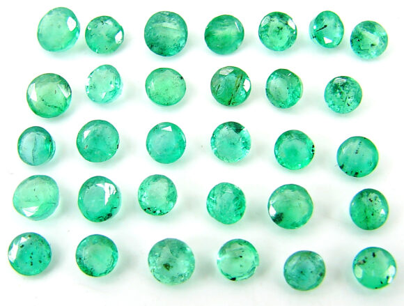 6.10 Ct Natural Green Emerald Gemstone Stone Round Cut 31 Pcs Stone Lot - 22808