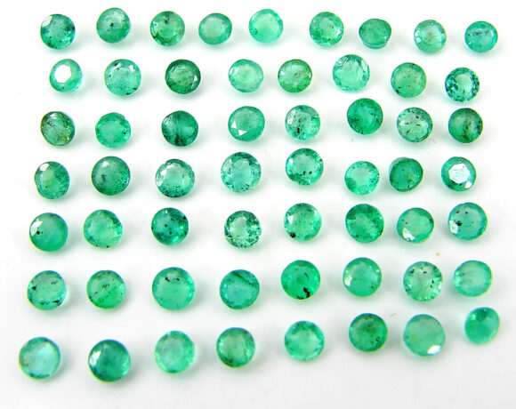 7.90 Ct Natural Green Emerald Gemstone Stone Round Cut 57 Pcs Stone Lot - 22809