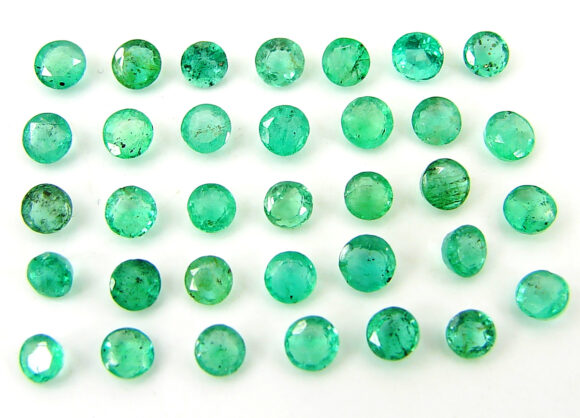 5.15 Ct Natural Green Emerald Gemstone Stone Round Cut 34 Pcs Stone Lot - 22810