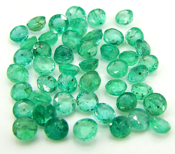 5.25 Ct Natural Green Emerald Gemstone Stone Round Cut 47 Pcs Stone Lot - 22811