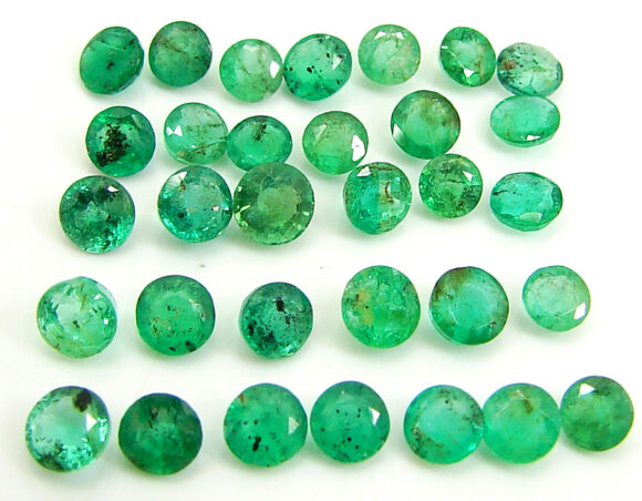 7.15 Ct Natural Green Emerald Gemstone Stone Round Cut 32 Pcs Stone Lot - 22814